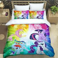 Cartoon My Little Ponys Bedding Sets exquisite bed supplies set duvet cover bed comforter set bedding set luxury birthday gift (135x200cm) yellow