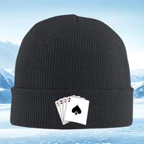 Playing cards four aces black spades. Men Women Unisex Knitted Hat Beanie Pullover Cap Winter Thermal Warm Christmas Outdoor Cyc black