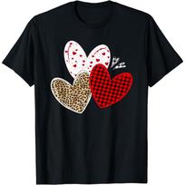 Leopard Plaid Hearts TShirt Retro Red Hearts Graphic Tee for Women Unisex Casual Short Sleeve Top T Shirt Women Goth Y2k Shirts 4XL red