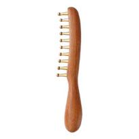Copper Massage Brush, Gua Sha Comb with Wood Handle And Brass Balls, Brass Massage Tool, Facial Massager for Face, Jawline, Scalp, Eye Care, Body A brown