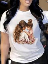 Mom and Daughter Floral Embrace T-shirt XXXL white