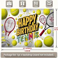 Tennis Birthday Party Banner, Polyester Photo Backdrop for Home Room Wall and Event Supplies 70.87inch x 90.55inch black