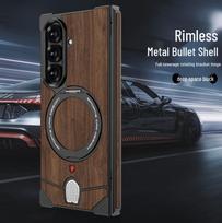 Samsung Z Fold8 Ultra Walnut Wood Grain Case with Metal Border and Hinged Design Samsung Fold Z Fold8 Ultra gray