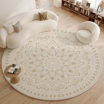 Minimalist Living Room Decoration Round Carpet Large Area Anti-slip Lounge Rug French Style Rugs for Bedroom Thick Washable Mat 120x120CM