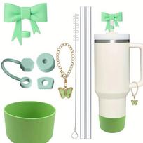 9pcs Accessories for Stanley 40oz Tumbler Cup Spill Proof Stopper 10mm Straw Cover Cap Silicone Boot Charm Chain Straw and Brush Cup Holders 5