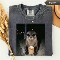 Comfort Colors® Otter French Fry Shirt, Funny Animal Graphic Tee, Cool Otter Gift for Her, Foodie Street Style T-Shirt, Humor Wildlife S black