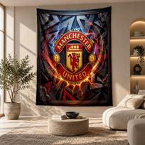 Decorative Tapestry,Manchester United Printed Wall Art, Lightweight Wall Hanging For Bedroom Background 100cmx150cm brown