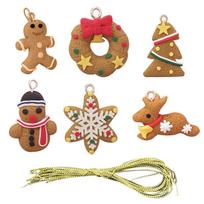 12/6PCS Gingerbread Christmas Pendant Xmas Tree Drop Ornament Kids Toys Gift Xmas New Year Decor Noel Decoration For Home beige