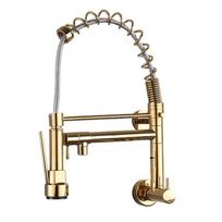 Double Output Kitchen Spring Faucet High Pressure Stainless Sink Faucet Vertical/wall Mounted 360° Rotating Hot/Cold Faucets