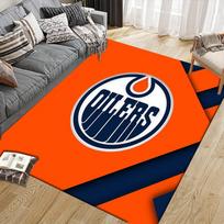 Edmonton Oilers Flannel Pattern Square Carpet,Area Rug,Carpet Rug for Living Room Bedroom Sofa Playroom Decor,Non-slip Floor Mat 40x60cm( 15x23in )