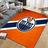 Edmonton Oilers Flannel Pattern Square Carpet,Area Rug,Carpet Rug for Living Room Bedroom Sofa Playroom Decor,Non-slip Floor Mat 80x120cm( 31x47in)