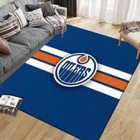 Edmonton Oilers Flannel Pattern Square Carpet,Area Rug,Carpet Rug for Living Room Bedroom Sofa Playroom Decor,Non-slip Floor Mat 60x90cm( 23x35in )