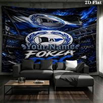 Arminia Bielefeld Fans Custom Name Wall Tapestry Aesthetic Wall Hanging Printed Fabric Blanket Decorative Tapestries For Bedroom Living Room Home Deco 150cm x 200cm blue