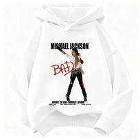 Vaikų su gobtuvu džemperis Michael Jackson BAD albumo personažo spaudinys Puloveris Poliesteris Vaikams Berniukams Mergaitėms Laisvalaikio Mados Džemperis 150 white