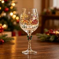 1/6 vnt. Kalėdinė stiklo meno taurė Senelis Sniego senis Elnias Medis Gėrimo taurės Kalėdinės vyno taurės Dovana Kalėdų draugams 201-300ml beige
