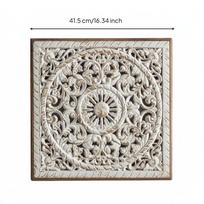 Carved Floral Wall Art Whitewashed Wood Panel Openwork Home Decor