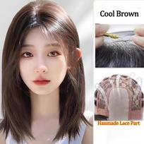 Shoulder Layered Synthetic BOB Wig With Transparent Lace Front Straight Heat Resistant Wig Hair For Women Daily Cosplay Party gray