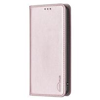 Samsung Galaxy S20 S21 S22 Ultra Plus FE Lite Pro odinis dėklas-piniginė su atlenkiamu laikikliu ir kortelių angomis Galaxy S22 rožinio aukso spalvos