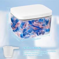 2.8/5.5L Automatic Pop-Up Storage Box Airtight Laundry Pods Container with Scoop for Laundry Room Washing Powder Beads Organizer gray