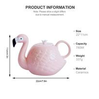 BOZZH Ceramic Tea Set Creative Flamingo Teapot Drinking Tea Cup Sets Water Coffee Cup Fruit Juice Mugs Set Teaware white