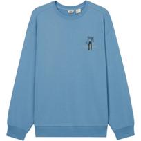 Levis Loose Casual Comfortable Letter Ribbed Crew Neck Long Sleeve Sweatshirt Men sweatshirt Blue 002Y3-0000 M gray