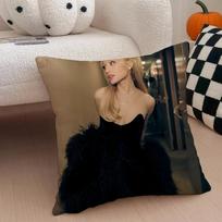 A-Ariana Grande Cushion Cover Linen Pillow Case Soft Breathable Protective Couch Room Decoration Peach skin 18*18(CM)-1Pcs brown
