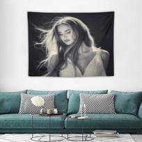 1pc Lana Del Rey Vintage Portrait Tapestry, Singer Fan Wall Hanging, Cool Room Stuff, Large Size, Polyester 2D Print, Bedroom St 82.7x59inch/210*150cm gray