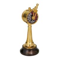 Nautical Engine Room Telegraph Decor Brass Wood Ship Telegraph Sculpture Vintage Maritime Table Decor brown