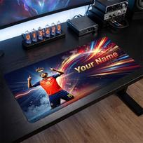 Lamine Yamal Custom Large Mouse Pad, Personalized Name Text Print, Football Logo Non‑Slip Desk Mat Gaming Gift 30cmx60cm gray