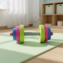 Toy Barbell and Dumbbell Set Develops Motor Skills Kids WaterFillable gray