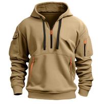 Men's European Spring/Autumn Zip-Up Multi-Pocket Hoodie Jacket 3XL