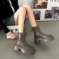 Spring and Autumn paragraph Fashion Boots Women's Round Head Thick Bottom Thick Heel Zipper Single Boot 39