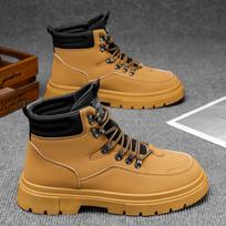 New Men's Leather Boots  Retro Comfortable Boots for Men  Fashion High Top Non Slip Casual Shoes Business Work Shoes 40