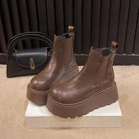Women's Autumn Winter New Velvet Chelsea Boots Fashionable Warm Short Tube Ankle Boots 40 brown