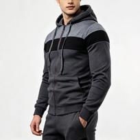 Men's Lined Zip Up Hoodie, Casual Three-Panel Hooded Sweatshirt for Fall and Winter XL gray