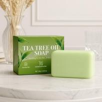 Tea Tree Oil Soap Bar for Acne & Oily Skin - Antibacterial, Deep Pore Cleansing, with Coconut & Olive Oil - Fights Blemishes, Blackheads & Body Odor beige