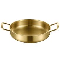 Korean Stainless Thickened Steel 08mm Hot Pot Golden Flat Bottom For Seafood Army Stew Vegetables With Double Ear Design Matches the image,【04 Thin】22cm