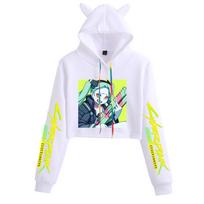 Cyberpunk Edgerunners Rebecca Fleece Hoodie for Students - Autumn/Winter 2022 Collection L white
