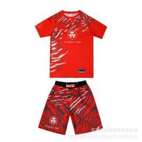 MMA Fight Training Suit Set Boxing Kickboxing Muay Thai Fitness Quick-Dry Compression Short Sleeve Top Pants Kids XXXL