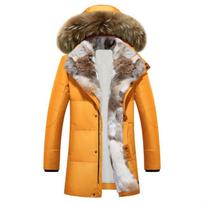 Vyriška žieminė pūkinė striukė vidutinio ilgio, stora, šilta parka, skirta šaltam orui, lauko, kasdienė apranga 3XL geltona