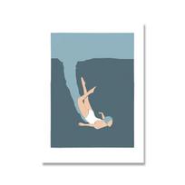 solid Wood Frame Modern Wall Art Print Posters Female Swimmer Diving Into Swimming Pool Swimming Canvas Painting Gym Office Kitchen Home Decor 30*40cm(with frame)