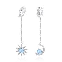Fashionable sun and moon natural gemstone earrings crystal garnet topaz S925 sterling silver long colorful gemstone earrings
