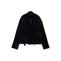 Li Ning X Jackie Chan Collaboration Kung Fu Series Loose Casual Lace-Up Jacket Men Jacket Black AFDR825-2 L black