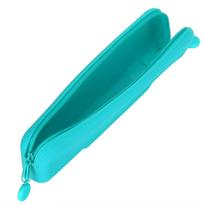 Mini rašiklio silikoninis laikymo maišelis Kelioninis pieštukų dėklas su užtrauktuku kosmetikai, makiažo reikmenims Light Blue blue