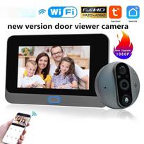 1080P HD Camera Door Monitor Household Smart WiFi Electric Doorbell Peephole Viewer 4.3 Inch LCD Screen Night Vision Door Eye no memory card