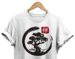 Bonsai Tree T-shirt: Japanese Brush Style Botanical Streetwear 3XL white