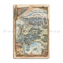 Golgleth Map of Narnia Twin size Classic Neverland Map of King Arthurs Britain Metal Cinema Living Room Pub Tin Sign Posters 20x30cm（7.8x11.8inch） beige