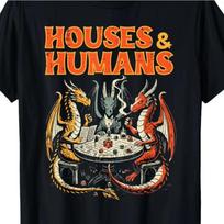 House & Humans RPG Parody T-Shirt Dragon D20 Dice Graphic Tee Men Unisex Vintage Washed Cotton Short Sleeve Oversized Y2K Retro Streetwear Top XXXL red