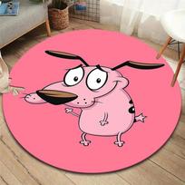 Courage the Cowardly Dog Round Area Rug,Carpet Rug for Living Room Bedroom Sofa Playroom Decor,Non-slip Floor Mat 80cmx80cm black
