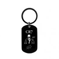Stainless Steel Football Keychain - Cristiano Ronaldo & Messi Logo Pendant black